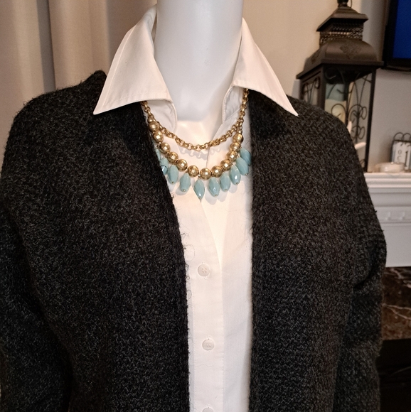 EXPRESS WOOL BLEND MID-LENGTH OPEN FRONT CARDIGAN. DK GRAY S - Picture 3 of 8